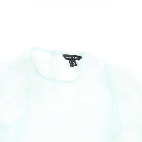 New Look Womens Green Polka Dot Polyester Basic T-Shirt Size 6 Round Neck
