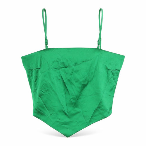 Stradivarius Womens Green Polyester Camisole T-Shirt Size L Square Neck