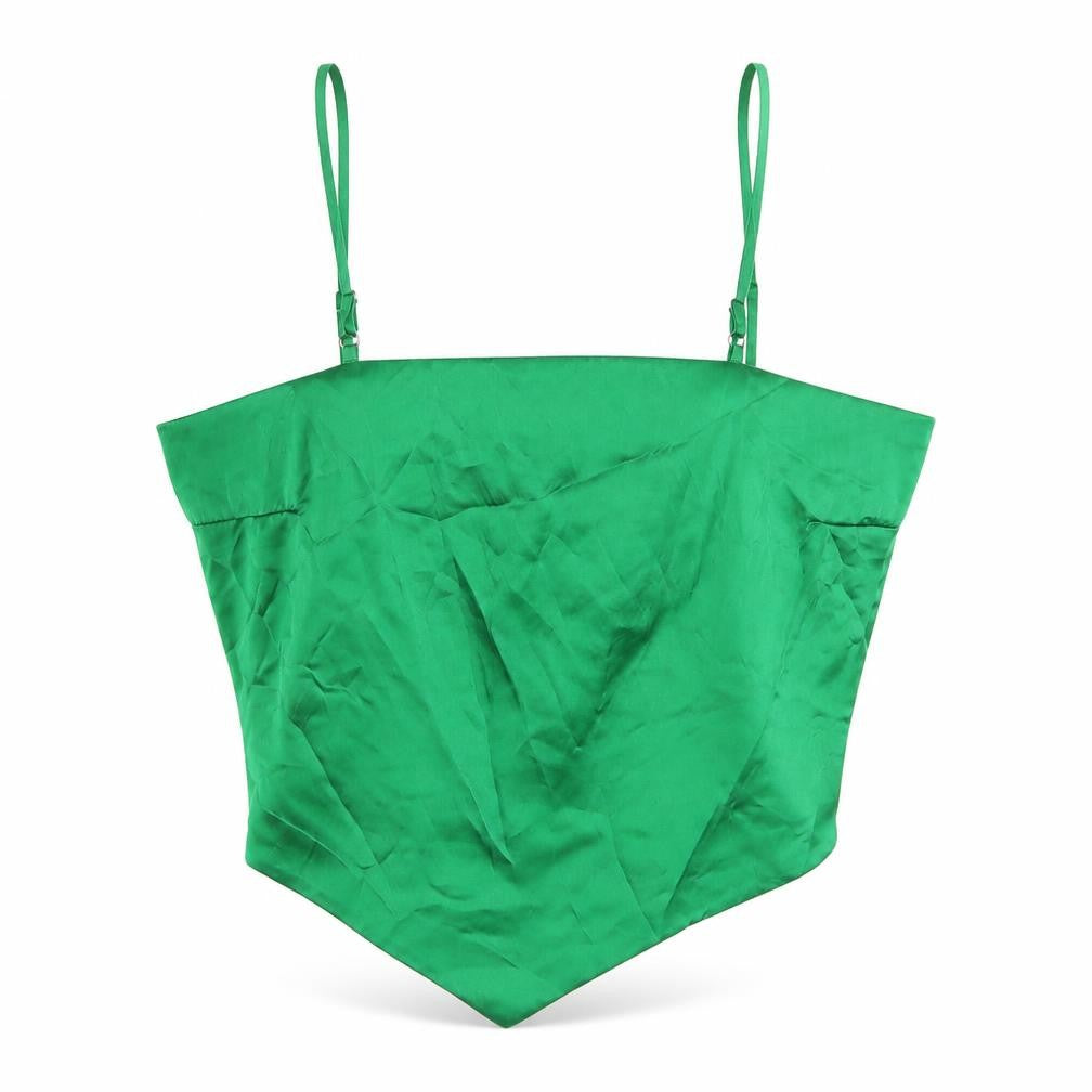 Stradivarius Womens Green Polyester Camisole T-Shirt Size L Square Neck