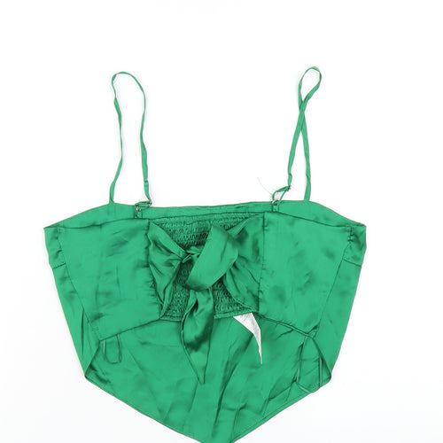 Stradivarius Womens Green Polyester Camisole T-Shirt Size L Square Neck