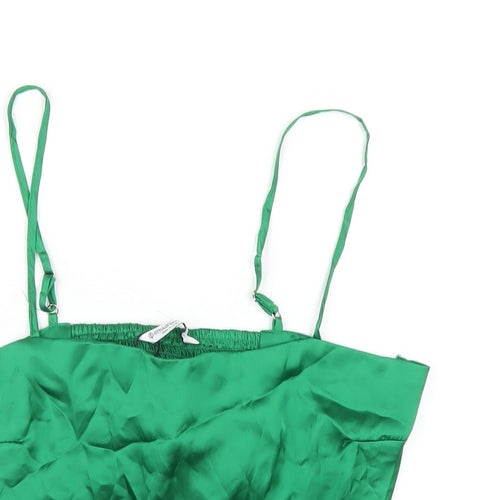 Stradivarius Womens Green Polyester Camisole T-Shirt Size L Square Neck