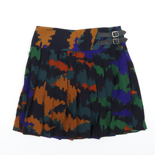 ASOS Womens Multicoloured Geometric Polyester Pleated Skirt Size 6 Zip
