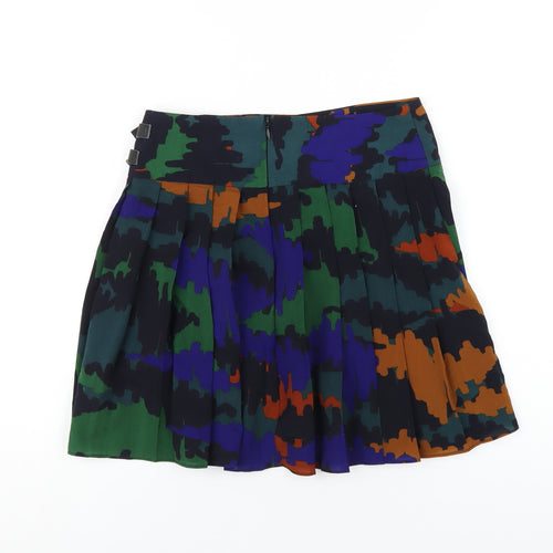 ASOS Womens Multicoloured Geometric Polyester Pleated Skirt Size 6 Zip