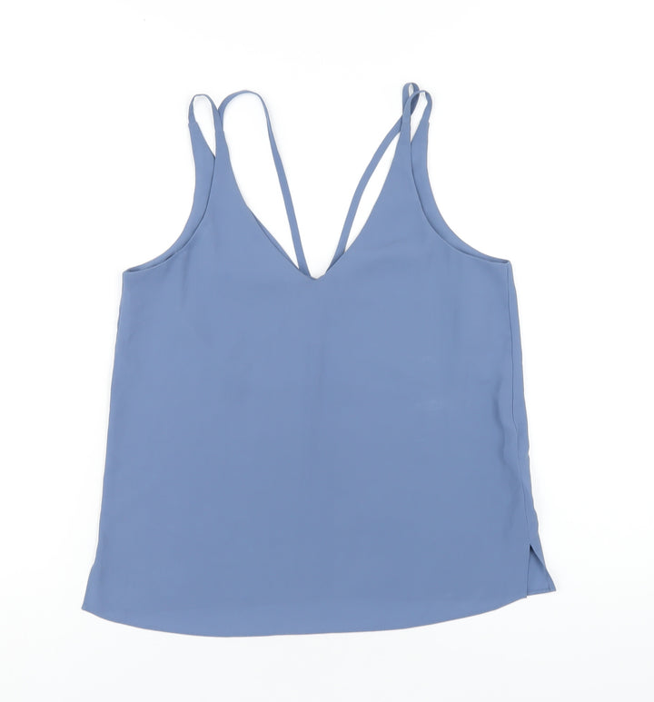 Topshop Womens Blue Polyester Camisole T-Shirt Size 6 V-Neck