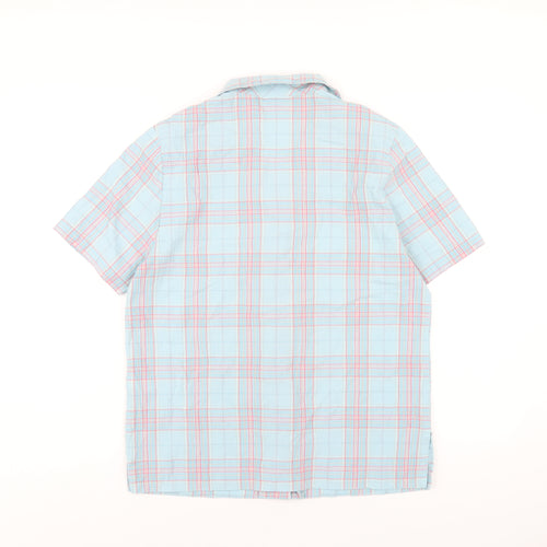 EWM Womens Blue Plaid Polyester Basic Button-Up Size 12 Collared