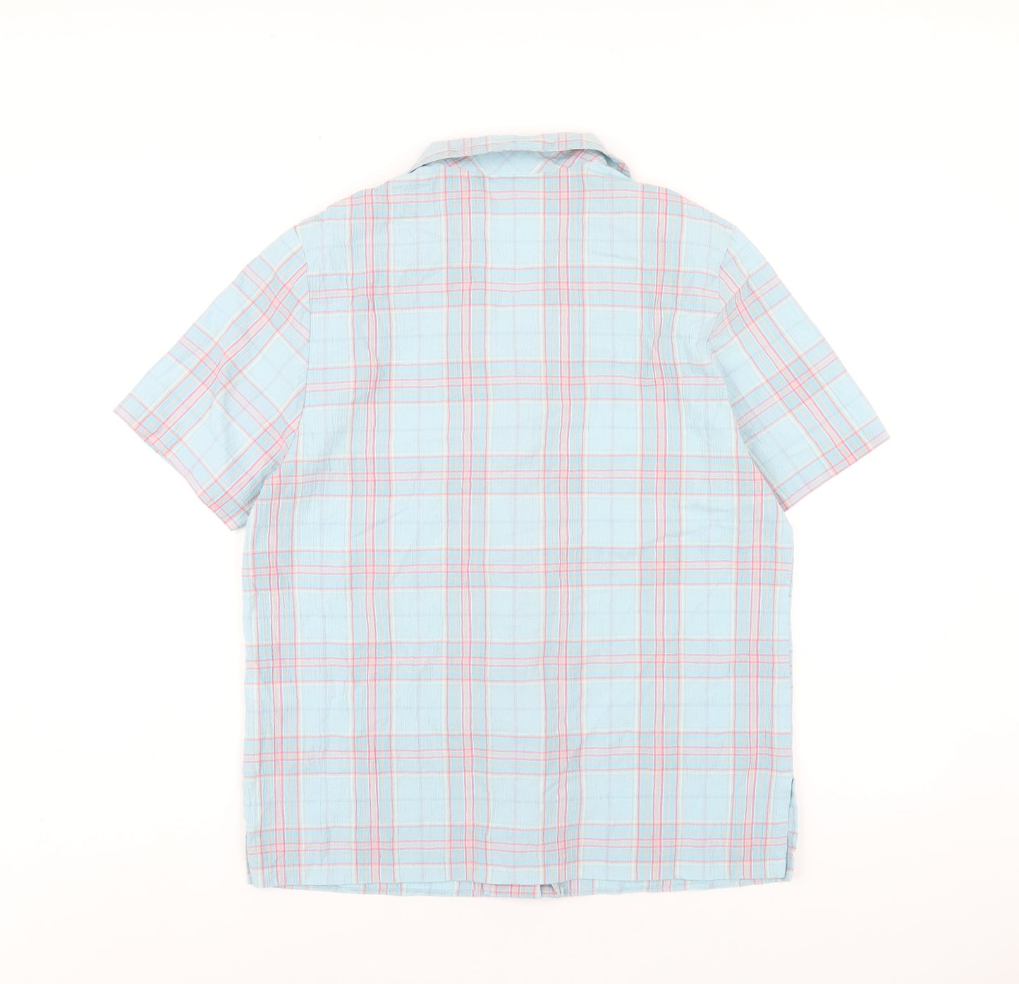 EWM Womens Blue Plaid Polyester Basic Button-Up Size 12 Collared