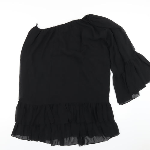 Select Womens Black Polyester A-Line Size 8 One Shoulder Pullover