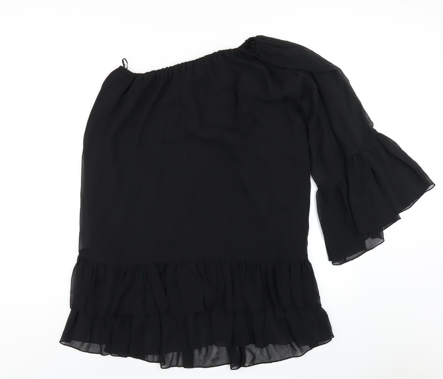 Select Womens Black Polyester A-Line Size 8 One Shoulder Pullover