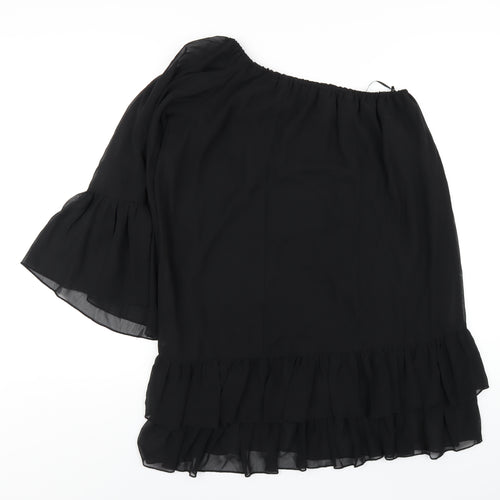 Select Womens Black Polyester A-Line Size 8 One Shoulder Pullover