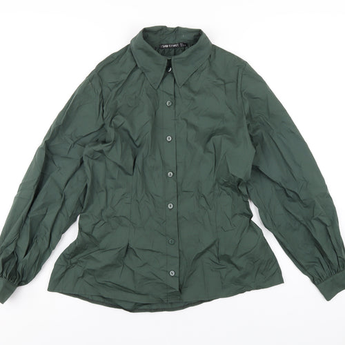 I SAW IT FIRST Womens Green Cotton Basic Button-Up Size 8 Collared