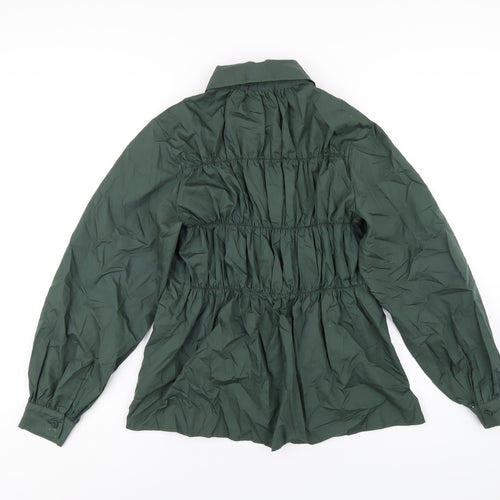 I SAW IT FIRST Womens Green Cotton Basic Button-Up Size 8 Collared