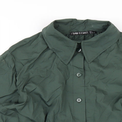 I SAW IT FIRST Womens Green Cotton Basic Button-Up Size 8 Collared