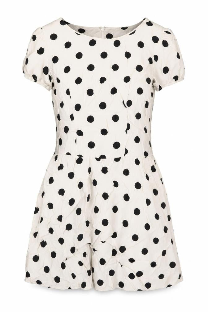 Topshop Womens Ivory Polka Dot Viscose A-Line Size 6 Round Neck Zip