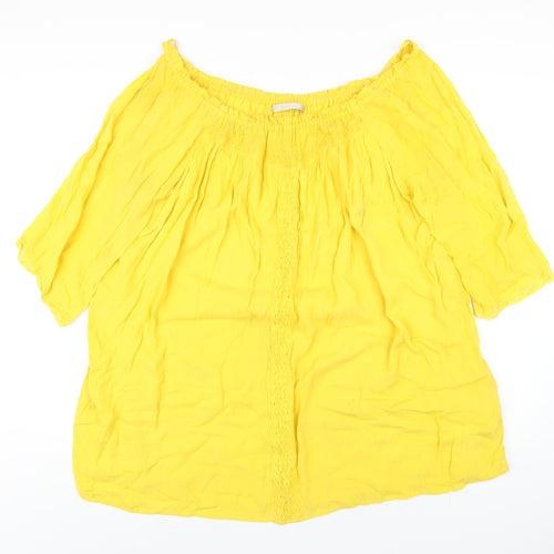 Zara Womens Yellow Cotton A-Line Size S Off the Shoulder Pullover