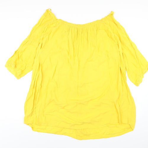Zara Womens Yellow Cotton A-Line Size S Off the Shoulder Pullover