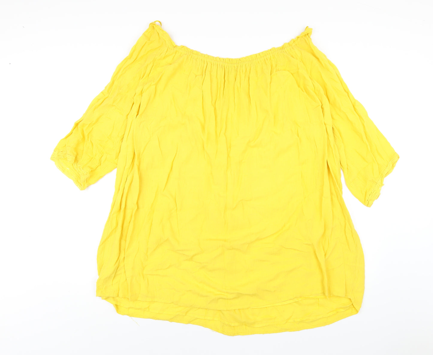 Zara Womens Yellow Cotton A-Line Size S Off the Shoulder Pullover