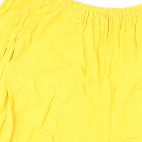 Zara Womens Yellow Cotton A-Line Size S Off the Shoulder Pullover