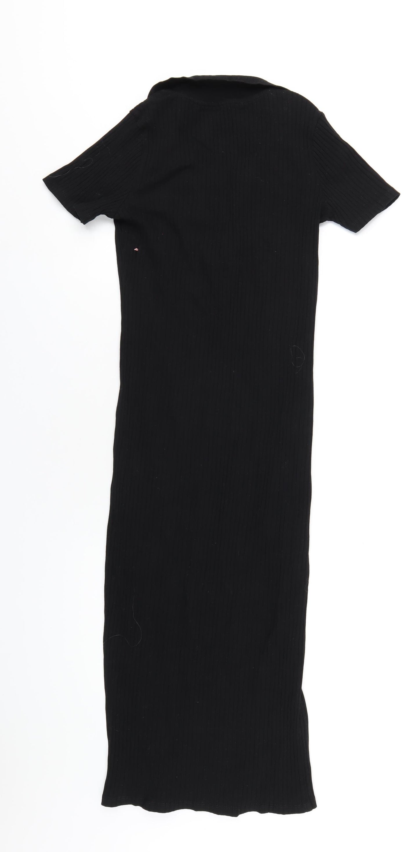Zara Womens Black Cotton Bodycon Size M Collared Pullover