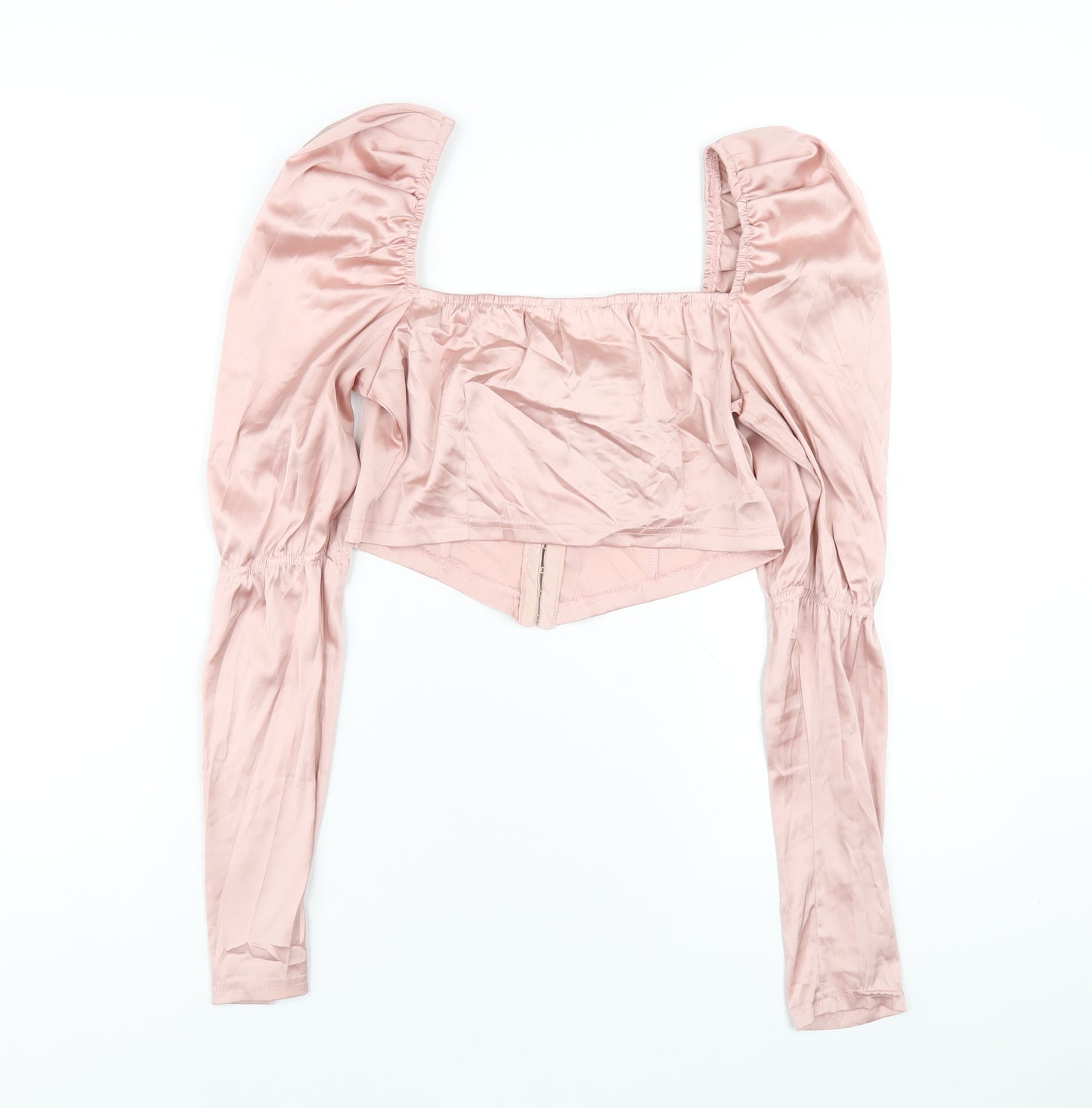 Missguided Womens Pink Polyester Cropped T-Shirt Size 8 Square Neck