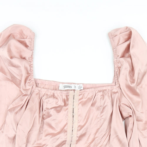 Missguided Womens Pink Polyester Cropped T-Shirt Size 8 Square Neck