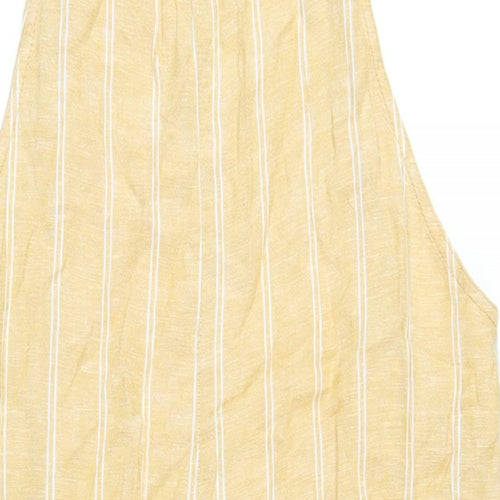 New Look Womens Yellow Striped Linen Jumpsuit One-Piece Size 12 L21 in Pullover