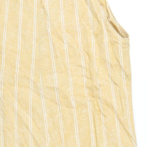 New Look Womens Yellow Striped Linen Jumpsuit One-Piece Size 12 L21 in Pullover