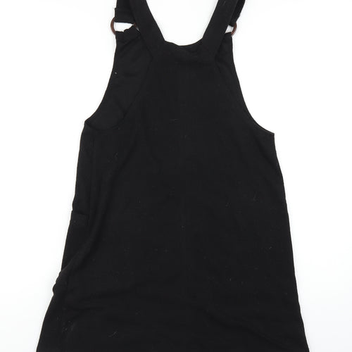 New Look Womens Black Polyester Pinafore/Dungaree Dress Size 10 Square Neck Pullover