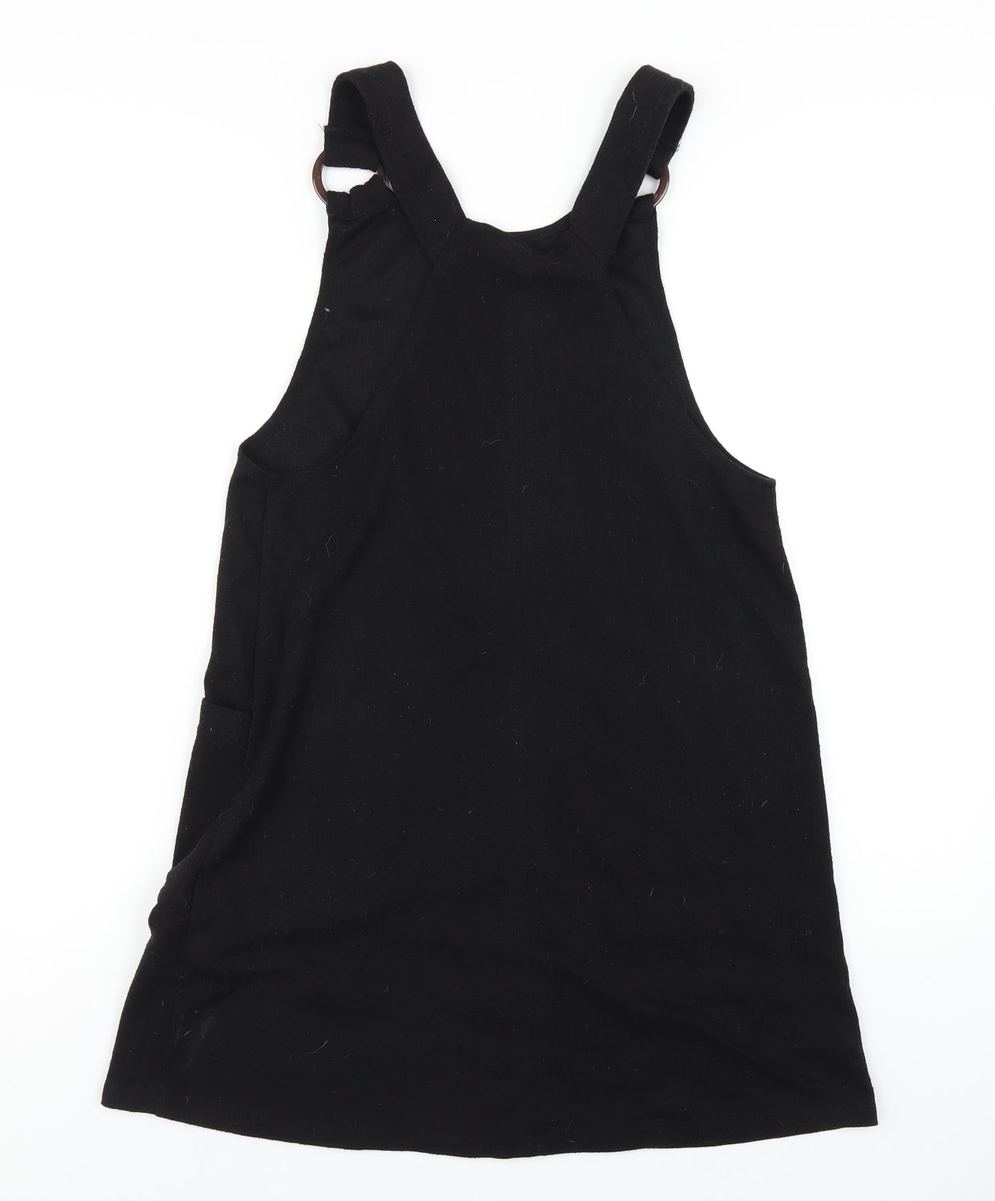 New Look Womens Black Polyester Pinafore/Dungaree Dress Size 10 Square Neck Pullover