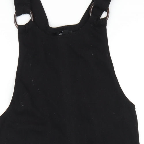 New Look Womens Black Polyester Pinafore/Dungaree Dress Size 10 Square Neck Pullover