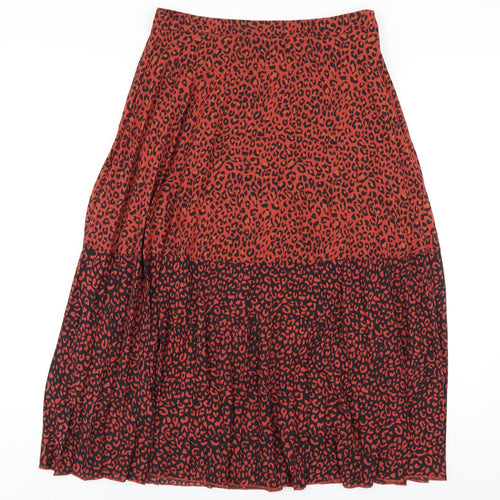 Stradivarius Womens Red Animal Print Polyester A-Line Skirt Size M Zip