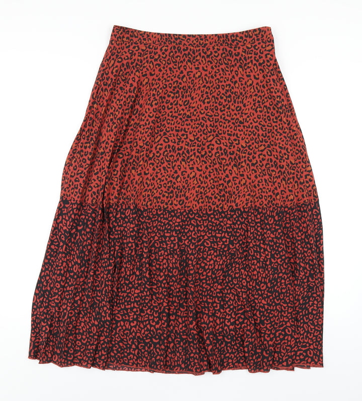 Stradivarius Womens Red Animal Print Polyester A-Line Skirt Size M Zip