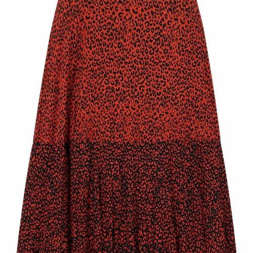 Stradivarius Womens Red Animal Print Polyester A-Line Skirt Size M Zip