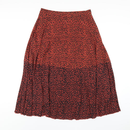 Stradivarius Womens Red Animal Print Polyester A-Line Skirt Size M Zip