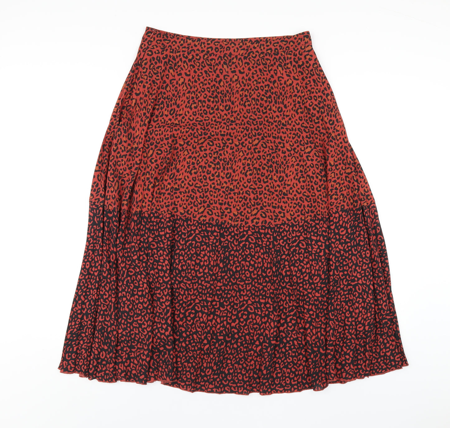 Stradivarius Womens Red Animal Print Polyester A-Line Skirt Size M Zip