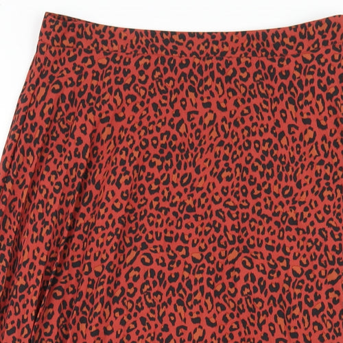 Stradivarius Womens Red Animal Print Polyester A-Line Skirt Size M Zip