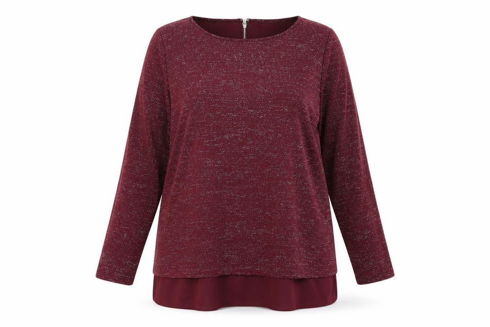 Front view of Per Una women’s purple polyester basic t-shirt, size UK 16, round neck