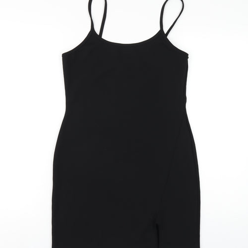 PRETTYLITTLETHING Womens Black Polyester Bodycon Size 12 Round Neck Pullover