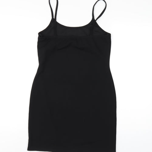 PRETTYLITTLETHING Womens Black Polyester Bodycon Size 12 Round Neck Pullover