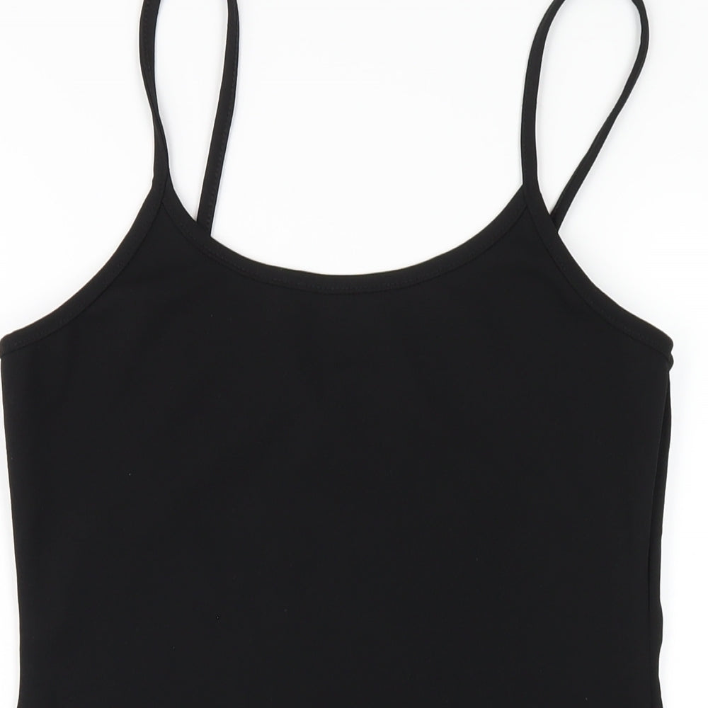 PRETTYLITTLETHING Womens Black Polyester Bodycon Size 12 Round Neck Pullover