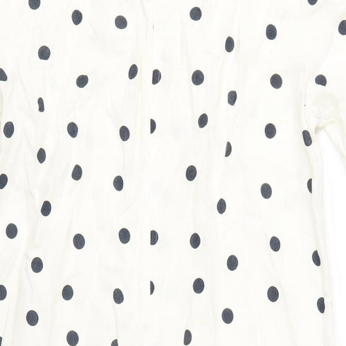 Marks and Spencer Womens Ivory Polka Dot Linen A-Line Size 10 V-Neck Pullover