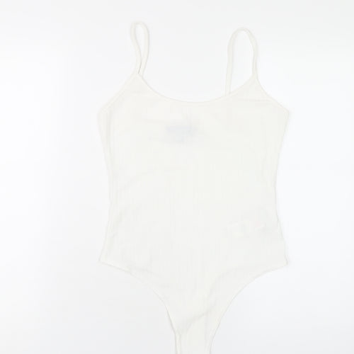 Missguided Womens White Polyester Bodysuit One-Piece Size 10 Snap