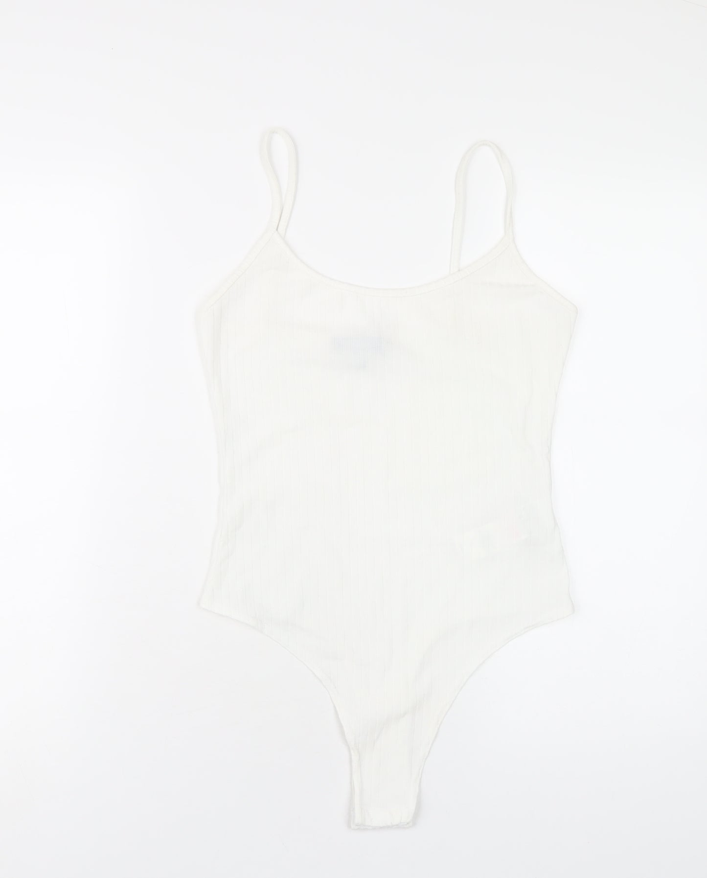 Missguided Womens White Polyester Bodysuit One-Piece Size 10 Snap