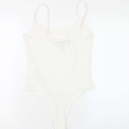 Missguided Womens White Polyester Bodysuit One-Piece Size 10 Snap