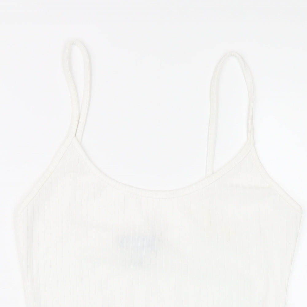 Missguided Womens White Polyester Bodysuit One-Piece Size 10 Snap