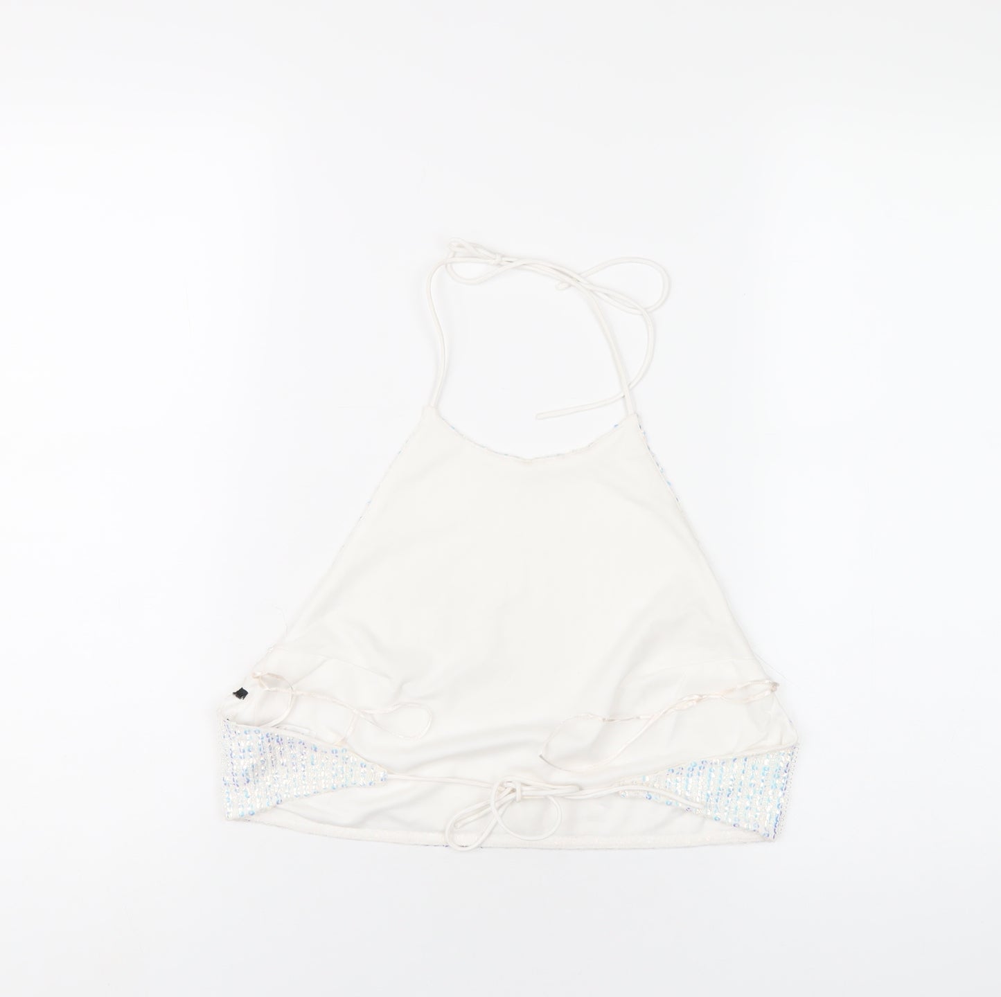 Topshop Womens White Polyester Cropped T-Shirt Size 10 Halter