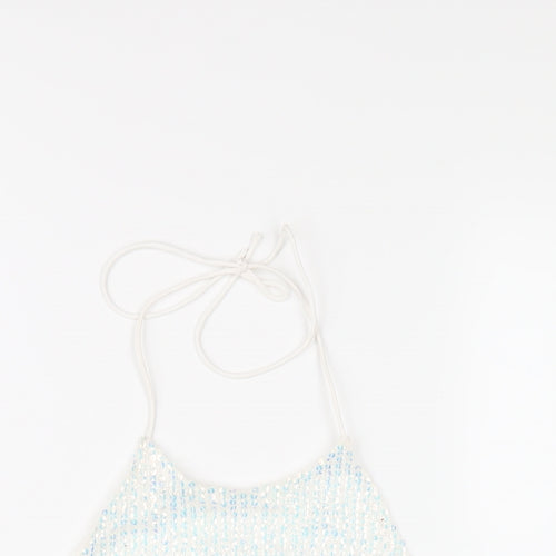 Topshop Womens White Polyester Cropped T-Shirt Size 10 Halter