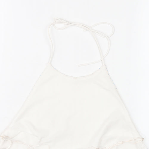 Topshop Womens White Polyester Cropped T-Shirt Size 10 Halter