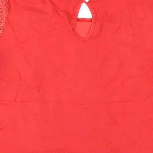 Oasis Womens Red Cotton Basic T-Shirt Size M Round Neck