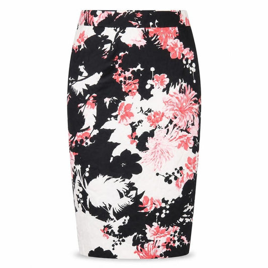 Front view of French Connection women’s multicoloured geometric cotton straight & pencil skirt, size UK 10, zip
