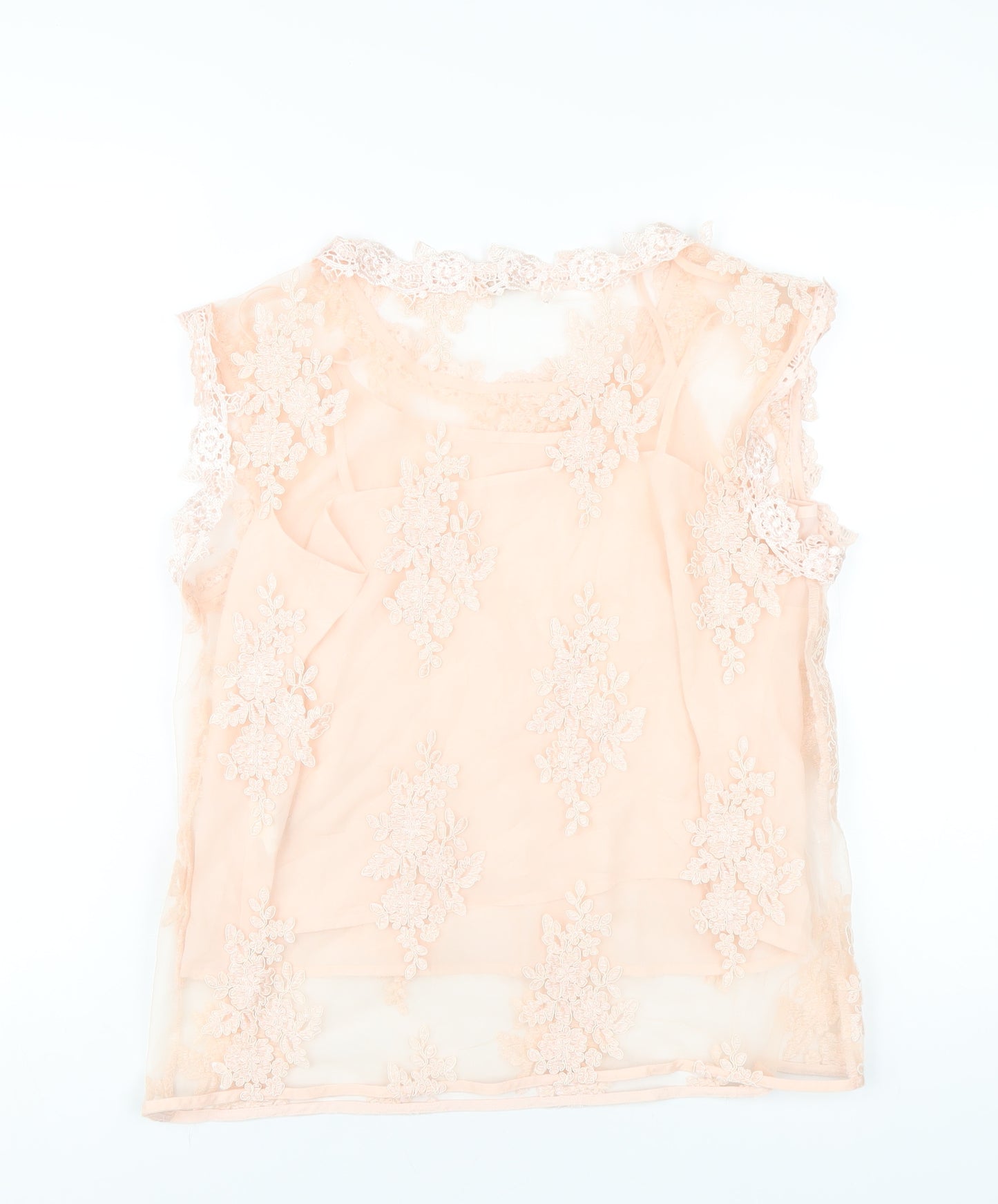 River Island Womens Pink Polyester Basic T-Shirt Size 10 Round Neck